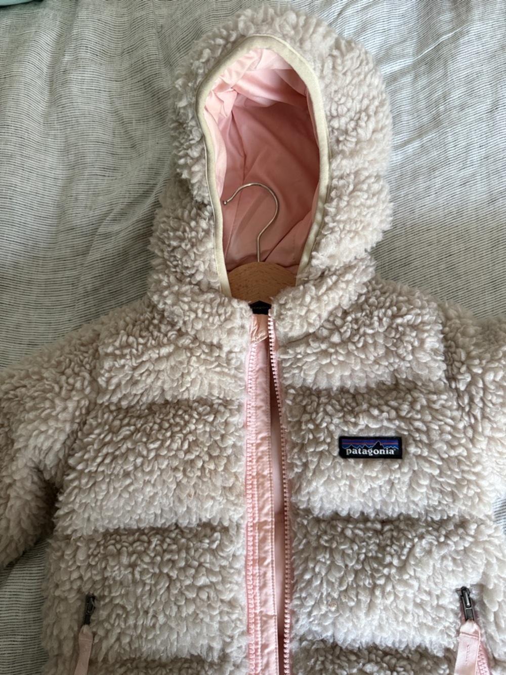 Patagonia Cream Sherpa Jacket with Pink Lining